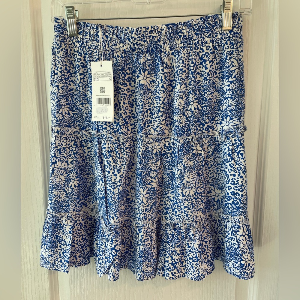 Blue and White Floral Skirt